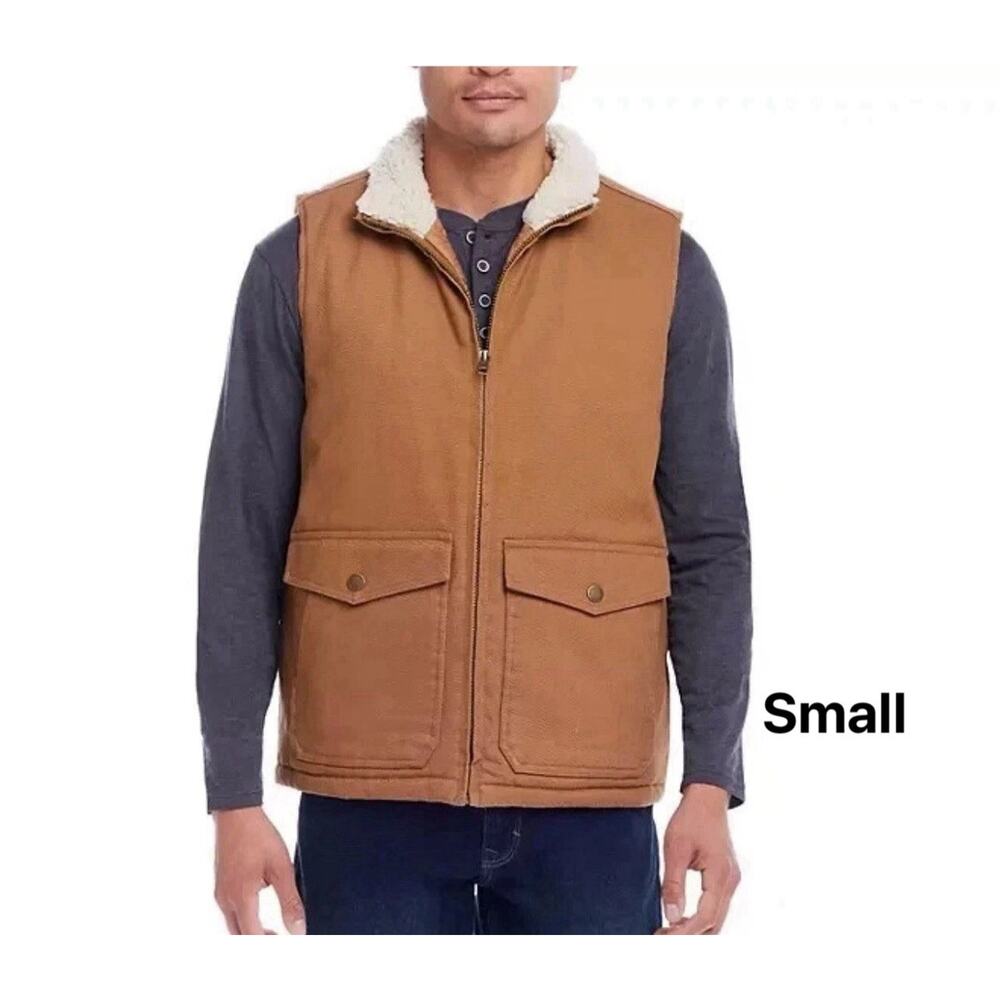 WP Weatherproof Men's Workwear Quilted Lined Sherpa Neck Vest, Harvest Tan Small